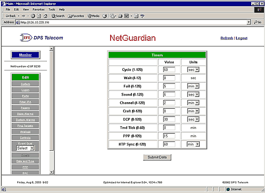 You can adjust how often the NetGuardian synchronizes its clock by changing the NTP Sync setting.