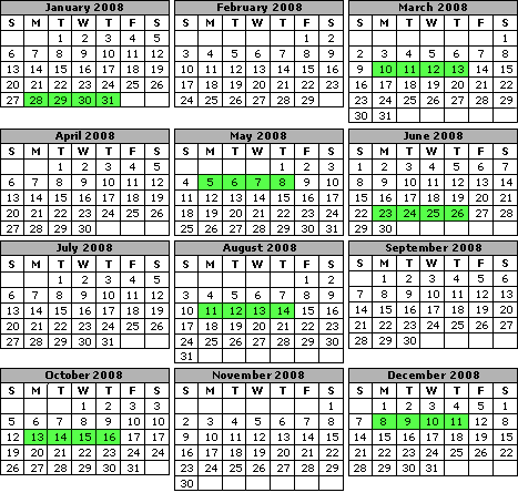 Factory Training Calendar