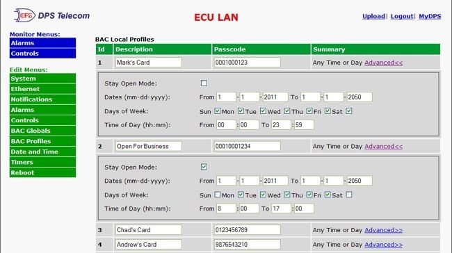 The ECU LAN's simple Web Interface